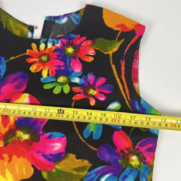 Vtg GoGo Dress Sz M Matching Shawl & Skirt‎ Handmade Bright Flowers Pom Pom Trim - Picture 13 of 16